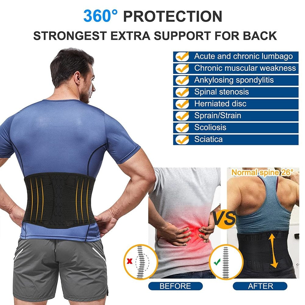 Adjustable Back Lumbar Support Belt Breathable Waist Brace Strap for Lower Back Pain Relief, Scoliosis, Herniated Disc, Sciatica